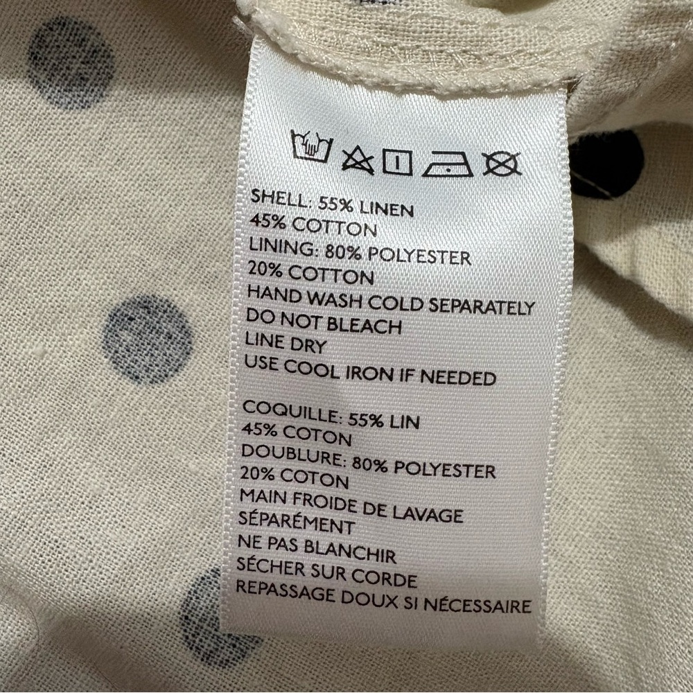 Urban Outfitters COPE Linen Blend Ivory Black Polka Dot Sleeveless Dress Sz M - Picture 6 of 11